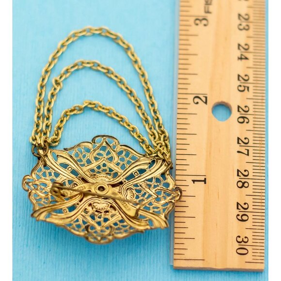 Vintage Gold Tone Unique Chained Brooch by Western Germany - N2 - Picture 2 of 2